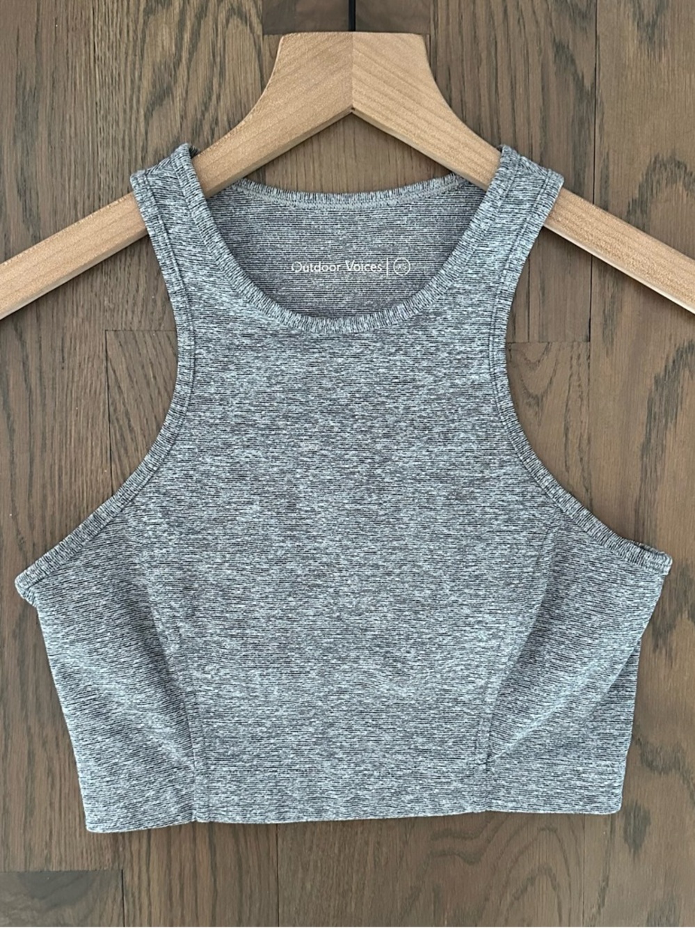 Outdoor Voices Athena Crop Top Sports Bra in Heather Grey Extra Small